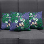 Personalised New Zealand Warriors Pillow Cover Polynesian Tribal Pattern With Rugby Warrior Mascot Art