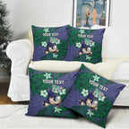 Personalised New Zealand Warriors Pillow Cover Polynesian Tribal Pattern With Rugby Warrior Mascot Art