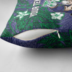 Personalised New Zealand Warriors Pillow Cover Polynesian Tribal Pattern With Rugby Warrior Mascot Art