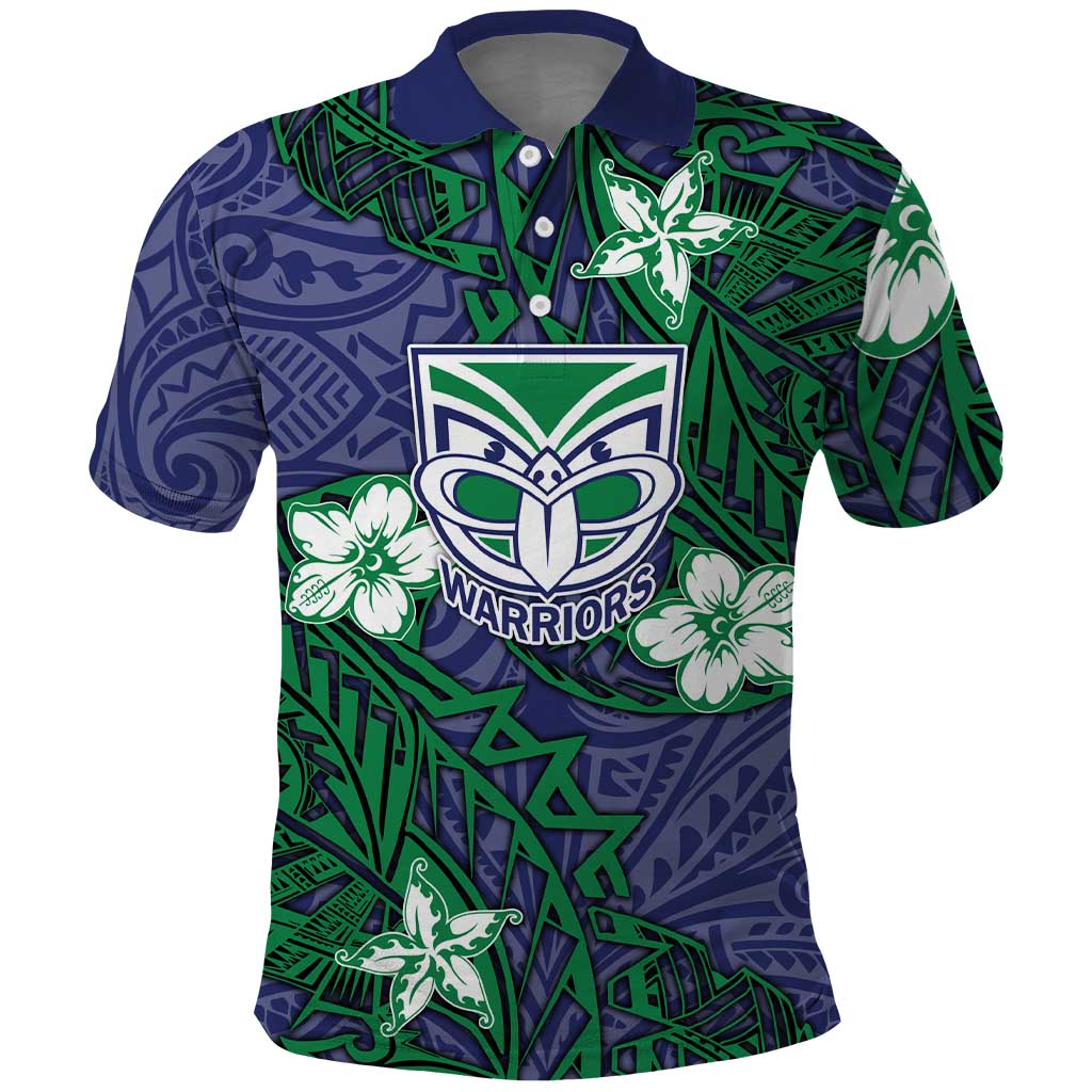 Personalised New Zealand Warriors Polo Shirt Polynesian Tribal Pattern With Rugby Warrior Mascot Art