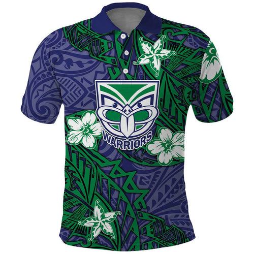 Personalised New Zealand Warriors Polo Shirt Polynesian Tribal Pattern With Rugby Warrior Mascot Art