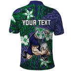 Personalised New Zealand Warriors Polo Shirt Polynesian Tribal Pattern With Rugby Warrior Mascot Art