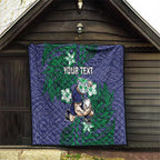 Personalised New Zealand Warriors Quilt Polynesian Tribal Pattern With Rugby Warrior Mascot Art