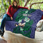 Personalised New Zealand Warriors Quilt Polynesian Tribal Pattern With Rugby Warrior Mascot Art