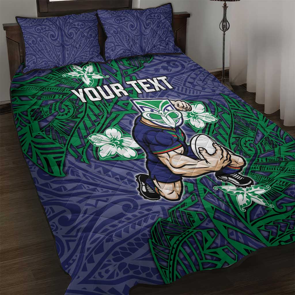 Personalised New Zealand Warriors Quilt Bed Set Polynesian Tribal Pattern With Rugby Warrior Mascot Art
