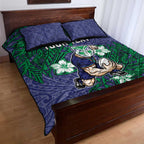 Personalised New Zealand Warriors Quilt Bed Set Polynesian Tribal Pattern With Rugby Warrior Mascot Art