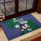 Personalised New Zealand Warriors Rubber Doormat Polynesian Tribal Pattern With Rugby Warrior Mascot Art