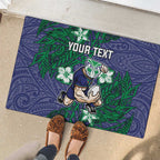 Personalised New Zealand Warriors Rubber Doormat Polynesian Tribal Pattern With Rugby Warrior Mascot Art