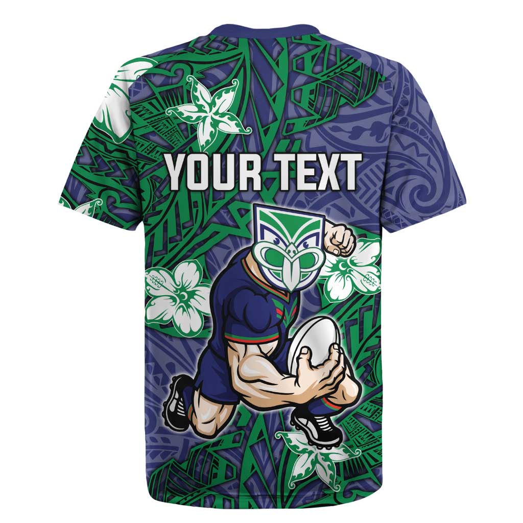 Personalised New Zealand Warriors Rugby Jersey Polynesian Tribal Pattern With Rugby Warrior Mascot Art