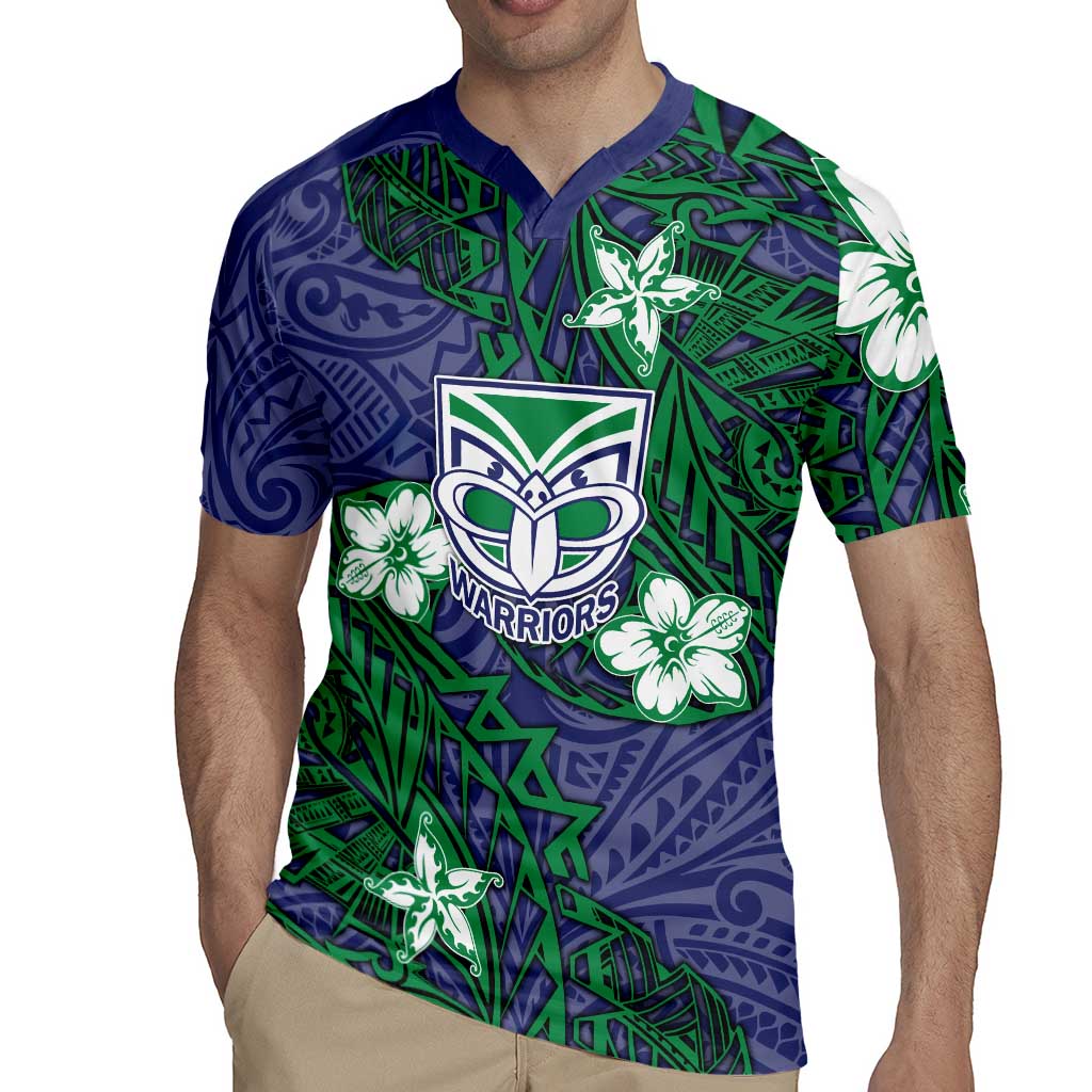 Personalised New Zealand Warriors Rugby Jersey Polynesian Tribal Pattern With Rugby Warrior Mascot Art