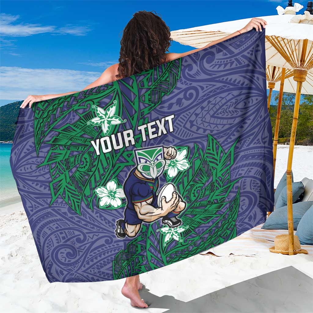 Personalised New Zealand Warriors Sarong Polynesian Tribal Pattern With Rugby Warrior Mascot Art