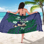 Personalised New Zealand Warriors Sarong Polynesian Tribal Pattern With Rugby Warrior Mascot Art