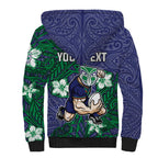 Personalised New Zealand Warriors Sherpa Hoodie Polynesian Tribal Pattern With Rugby Warrior Mascot Art