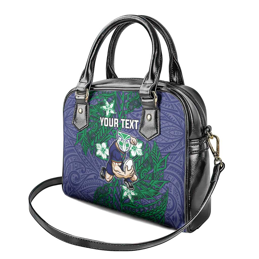 Personalised New Zealand Warriors Shoulder Handbag Polynesian Tribal Pattern With Rugby Warrior Mascot Art