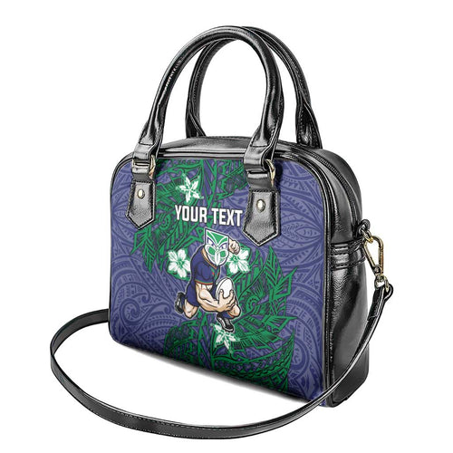 Personalised New Zealand Warriors Shoulder Handbag Polynesian Tribal Pattern With Rugby Warrior Mascot Art