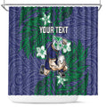 Personalised New Zealand Warriors Shower Curtain Polynesian Tribal Pattern With Rugby Warrior Mascot Art