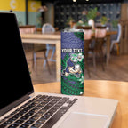 Personalised New Zealand Warriors Skinny Tumbler Polynesian Tribal Pattern With Rugby Warrior Mascot Art