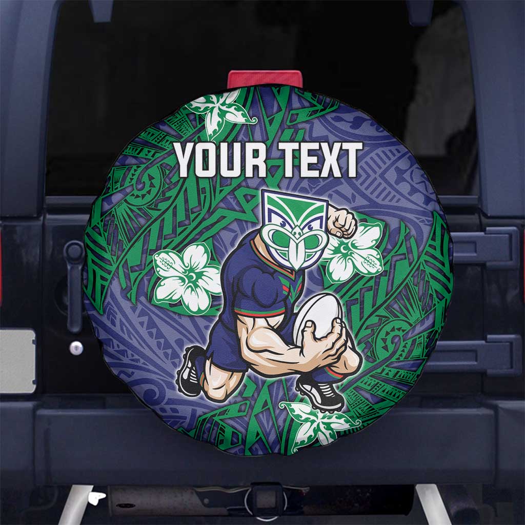 Personalised New Zealand Warriors Spare Tire Cover Polynesian Tribal Pattern With Rugby Warrior Mascot Art