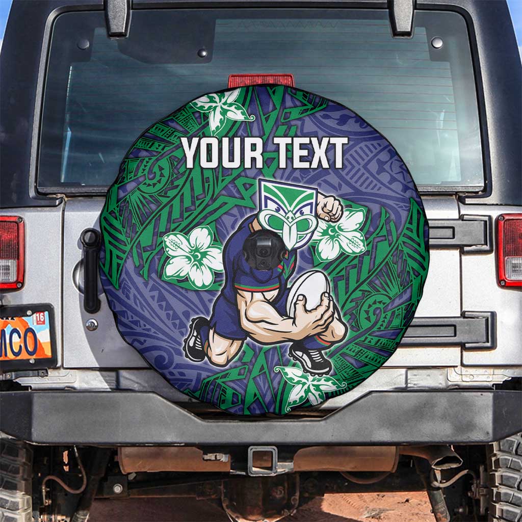 Personalised New Zealand Warriors Spare Tire Cover Polynesian Tribal Pattern With Rugby Warrior Mascot Art