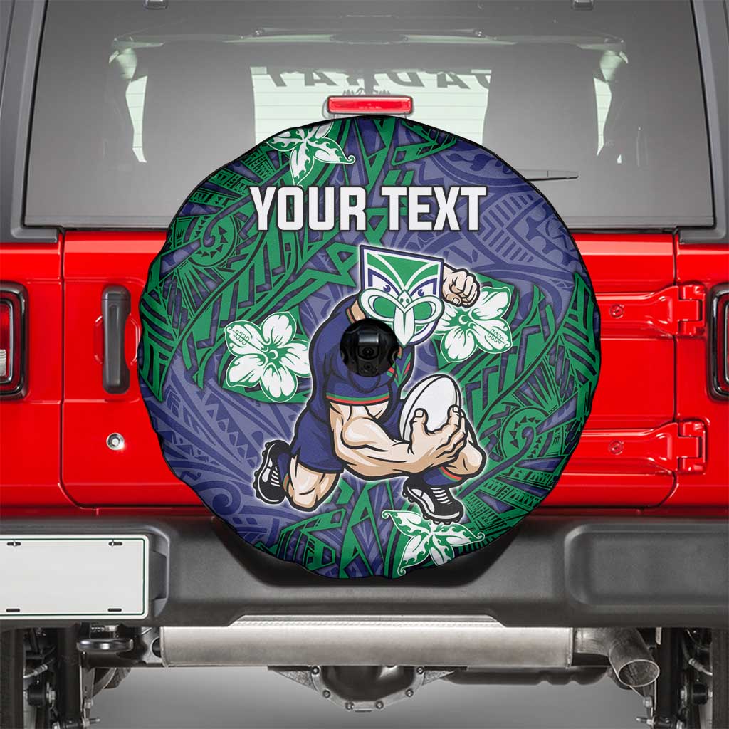 Personalised New Zealand Warriors Spare Tire Cover Polynesian Tribal Pattern With Rugby Warrior Mascot Art