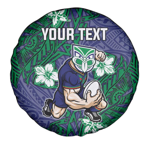 Personalised New Zealand Warriors Spare Tire Cover Polynesian Tribal Pattern With Rugby Warrior Mascot Art