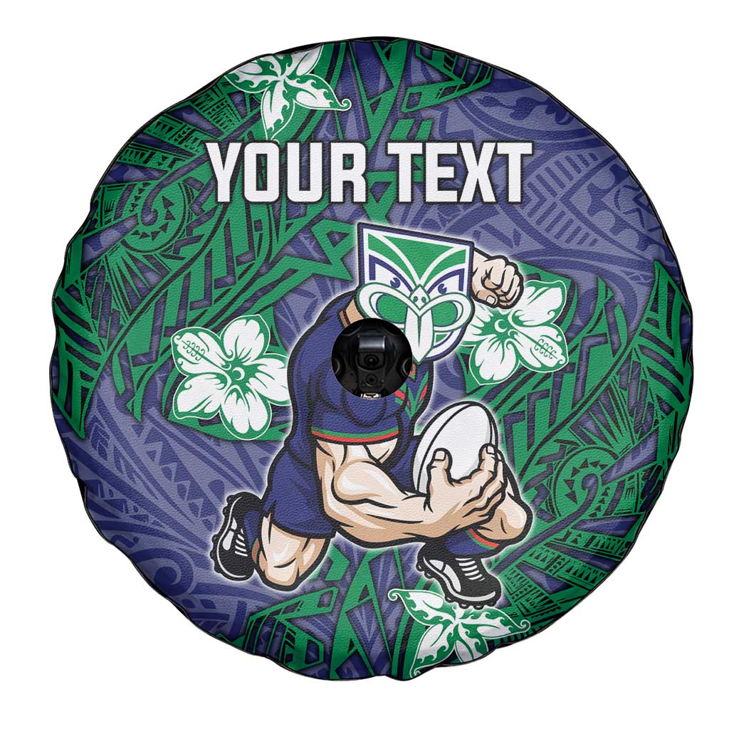 Personalised New Zealand Warriors Spare Tire Cover Polynesian Tribal Pattern With Rugby Warrior Mascot Art