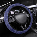 New Zealand Warriors Steering Wheel Cover Polynesian Tribal Pattern With Rugby Warrior Mascot Art