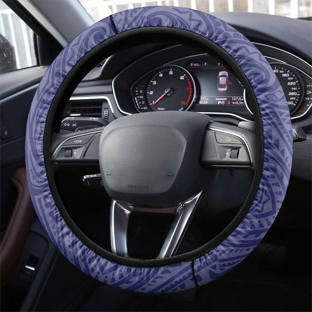 New Zealand Warriors Steering Wheel Cover Polynesian Tribal Pattern With Rugby Warrior Mascot Art