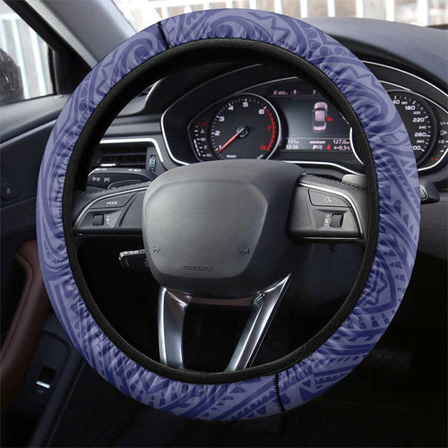 New Zealand Warriors Steering Wheel Cover Polynesian Tribal Pattern With Rugby Warrior Mascot Art