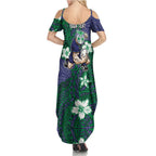 Personalised New Zealand Warriors Summer Maxi Dress Polynesian Tribal Pattern With Rugby Warrior Mascot Art