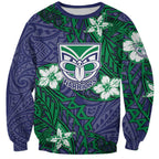 Personalised New Zealand Warriors Sweatshirt Polynesian Tribal Pattern With Rugby Warrior Mascot Art