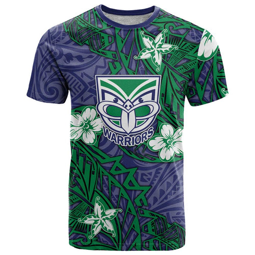 Personalised New Zealand Warriors T Shirt Polynesian Tribal Pattern With Rugby Warrior Mascot Art