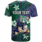 Personalised New Zealand Warriors T Shirt Polynesian Tribal Pattern With Rugby Warrior Mascot Art