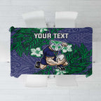 Personalised New Zealand Warriors Tablecloth Polynesian Tribal Pattern With Rugby Warrior Mascot Art