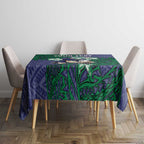 Personalised New Zealand Warriors Tablecloth Polynesian Tribal Pattern With Rugby Warrior Mascot Art