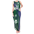Personalised New Zealand Warriors Tank Maxi Dress Polynesian Tribal Pattern With Rugby Warrior Mascot Art