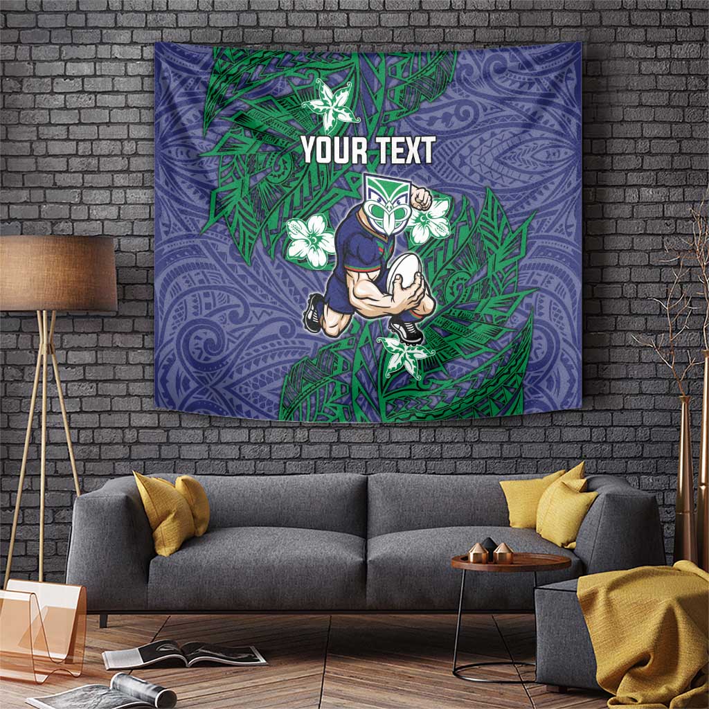 Personalised New Zealand Warriors Tapestry Polynesian Tribal Pattern With Rugby Warrior Mascot Art
