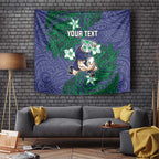 Personalised New Zealand Warriors Tapestry Polynesian Tribal Pattern With Rugby Warrior Mascot Art