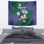Personalised New Zealand Warriors Tapestry Polynesian Tribal Pattern With Rugby Warrior Mascot Art