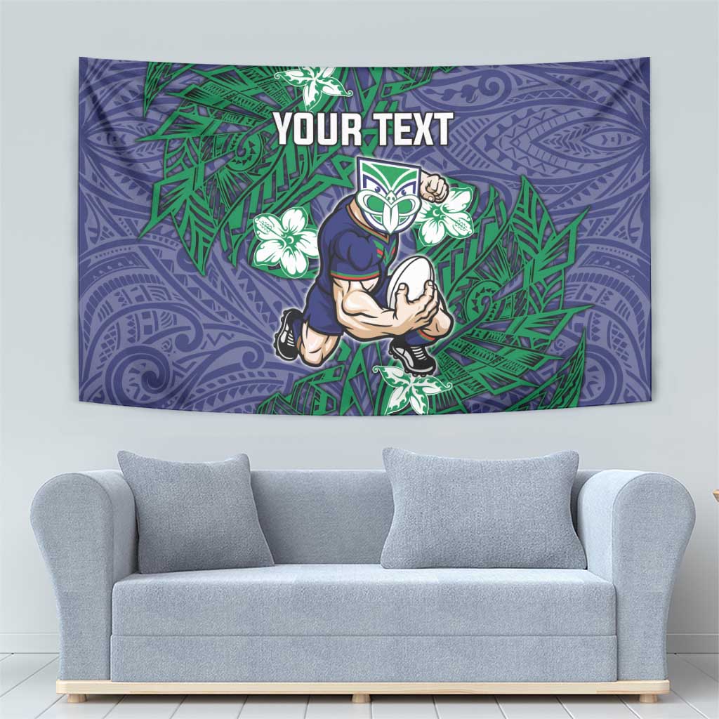Personalised New Zealand Warriors Tapestry Polynesian Tribal Pattern With Rugby Warrior Mascot Art