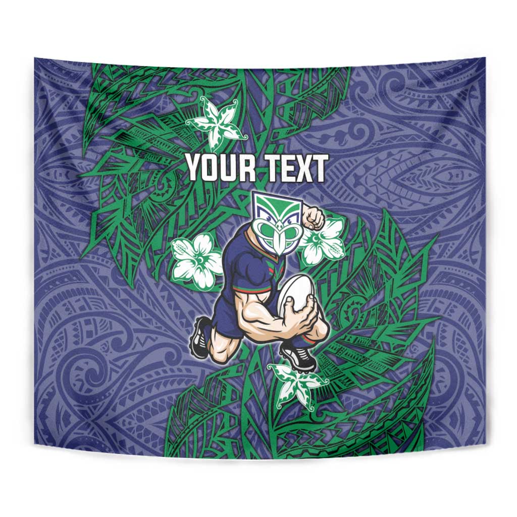 Personalised New Zealand Warriors Tapestry Polynesian Tribal Pattern With Rugby Warrior Mascot Art