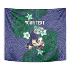 Personalised New Zealand Warriors Tapestry Polynesian Tribal Pattern With Rugby Warrior Mascot Art