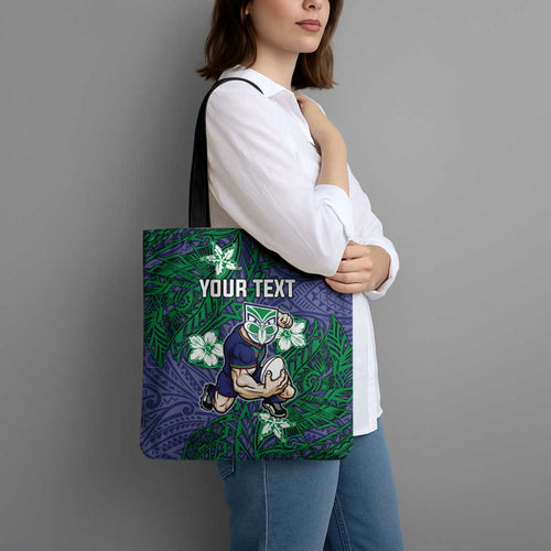 Personalised New Zealand Warriors Tote Bag Polynesian Tribal Pattern With Rugby Warrior Mascot Art