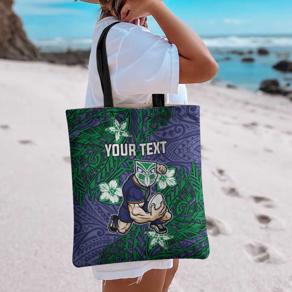 Personalised New Zealand Warriors Tote Bag Polynesian Tribal Pattern With Rugby Warrior Mascot Art