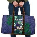 Personalised New Zealand Warriors Travel Bag Polynesian Tribal Pattern With Rugby Warrior Mascot Art