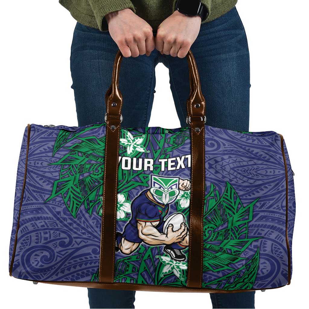 Personalised New Zealand Warriors Travel Bag Polynesian Tribal Pattern With Rugby Warrior Mascot Art