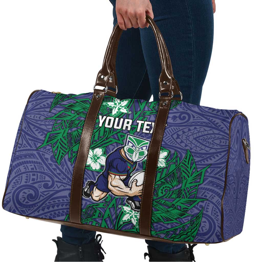 Personalised New Zealand Warriors Travel Bag Polynesian Tribal Pattern With Rugby Warrior Mascot Art