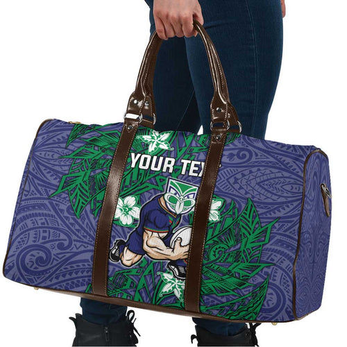 Personalised New Zealand Warriors Travel Bag Polynesian Tribal Pattern With Rugby Warrior Mascot Art