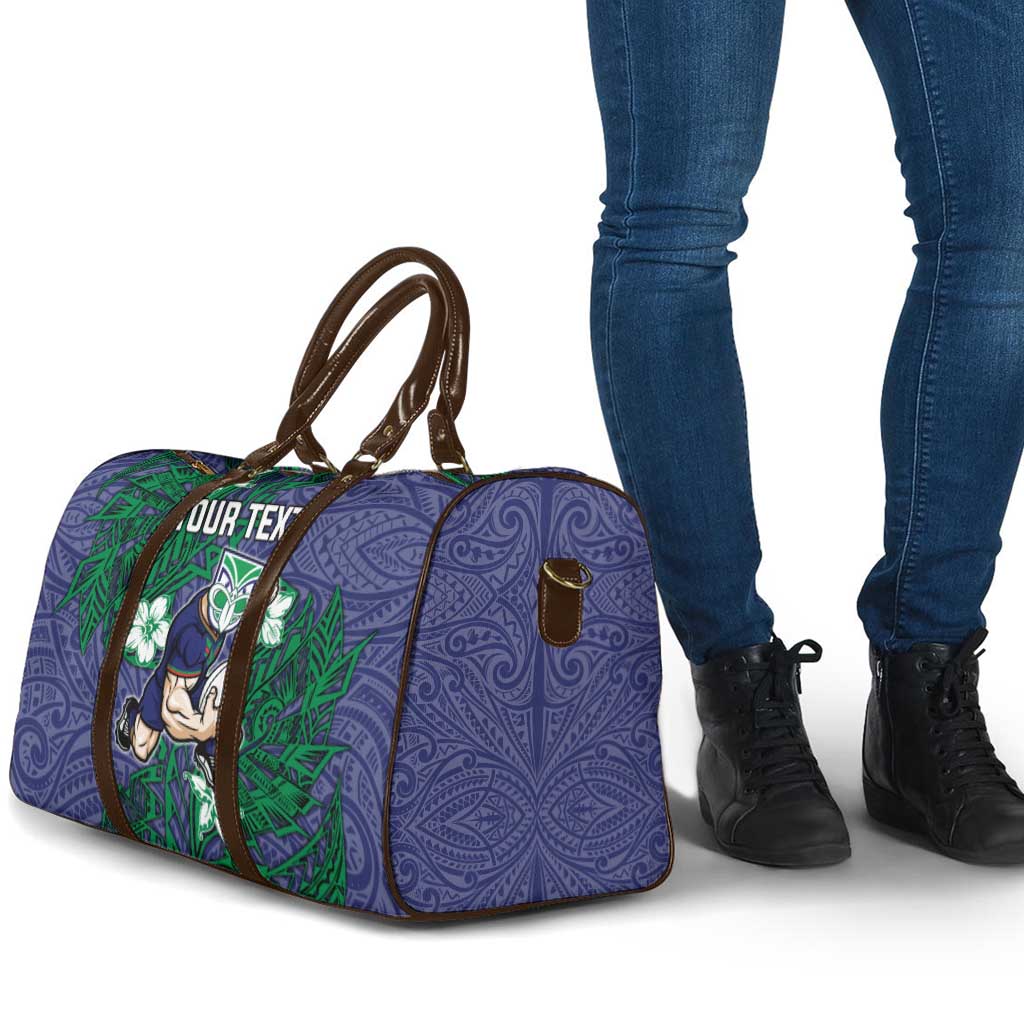 Personalised New Zealand Warriors Travel Bag Polynesian Tribal Pattern With Rugby Warrior Mascot Art