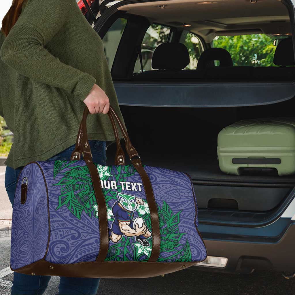Personalised New Zealand Warriors Travel Bag Polynesian Tribal Pattern With Rugby Warrior Mascot Art